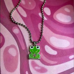 enamel kid core frog necklace